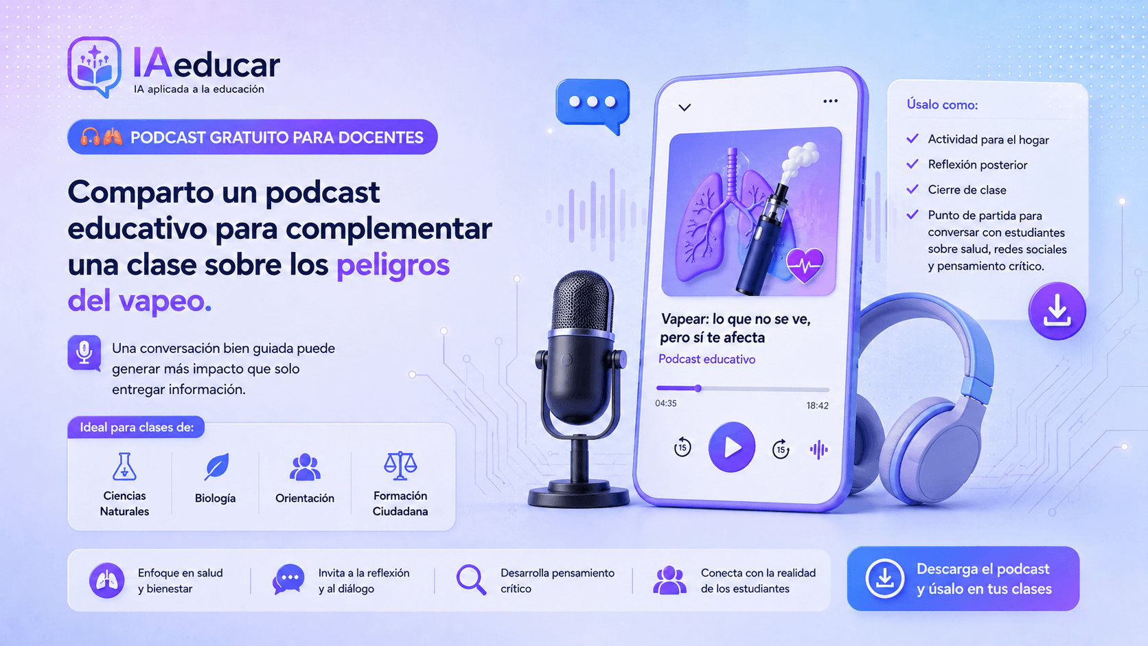 Podcast educativo sobre los peligros de vapear para el sistema respiratorio