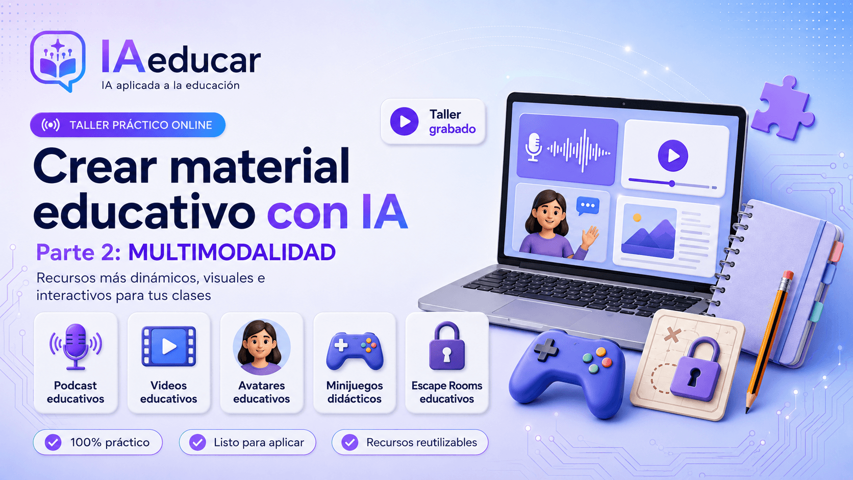 Taller práctico online sobre creación de material educativo multimodal con inteligencia artificial