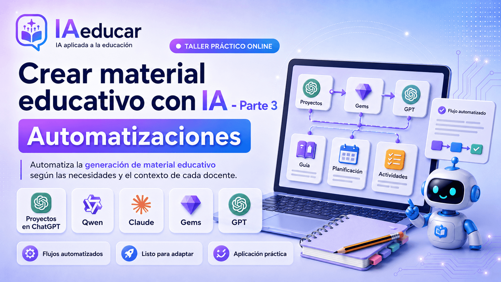 Taller práctico online para automatizar la creación de material educativo con inteligencia artificial